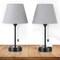 Set of 2 Modern Bedside Table Lamps – Dual USB Charging Ports & AC Outlet, Sleek Fabric Shade & Metal Base – Nightstand Lamps for Bedroom, Office, or Dorm